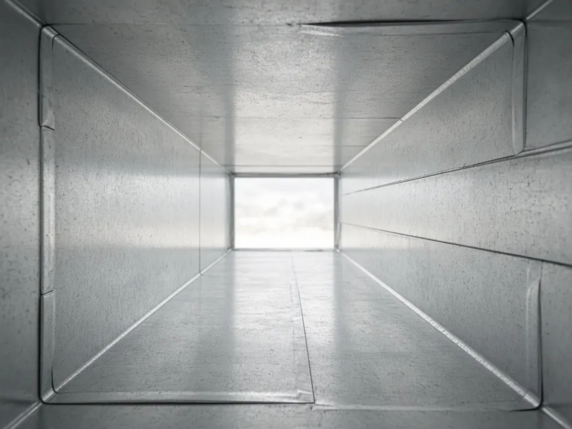 Looking down a clean metal air duct
